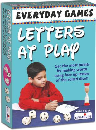 Letters At Play: Get the most points by making words using face up letters of the rolled dice! (Ages: 7 & Up)
